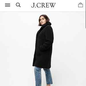 J Crew Brand New Teddy Sherpa Topcoat in Black